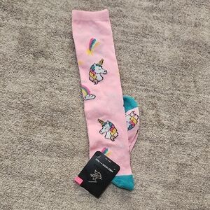 Beverly Hills Polo Club Pink Unicorn Kids Knee High Socks
